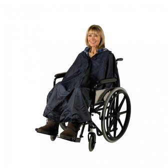 Waterdichte regenponcho voor rolstoel.