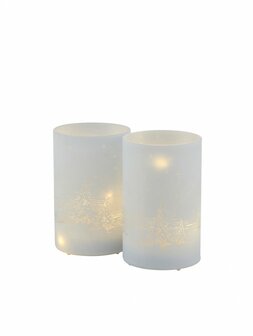 Set van twee decoratieglazen met ledlichtje, dessin hertjes
