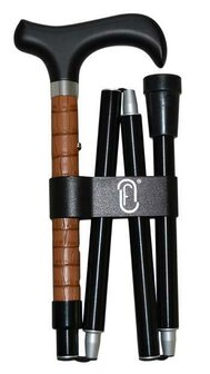 Finna wandelstok plooi- en verstelbaar, met antiblok systeem leder, aluminium