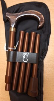 Pluviose wandelstok - opvouwbaar - houten handvat - Uni - brons 