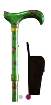 Finna wandelstok, plooi -en verstelbaar, groen gebloemd.