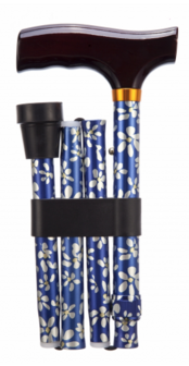 Opvouwbare wandelstok - gebloemd 74 - 84 cm