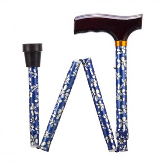 Wanddelstok opvouwbaar blauw gebloemd.