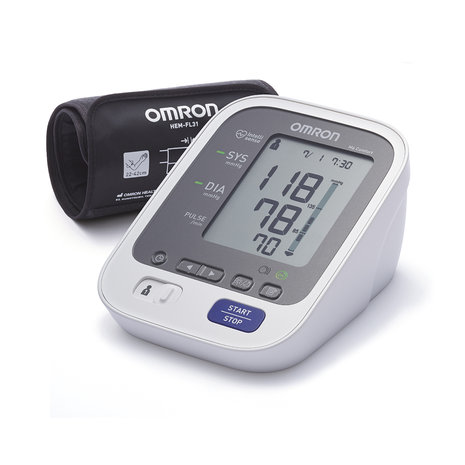 Bloeddrukmeter Omron met voorgevormde manchet.