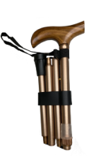 Pluviose opvouwbare wandelstok, champagnekleur met houten handvat.