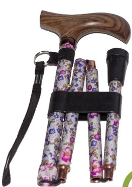 Pluviose wandelstok - opvouwbaar - houten handvat - Fantasie - Teatime