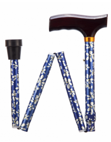 Opvouwbare wandelstok - gebloemd 74 - 84 cm