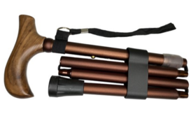 Pluviose wandelstok - opvouwbaar - houten handvat - Uni - brons 