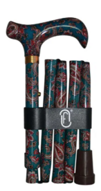 Finna wandelstok plooi- en verstelbaar, volledig in 1 motief paisley, aluminium 