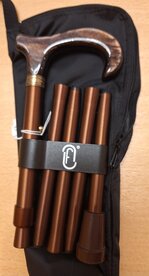 Pluviose wandelstok - opvouwbaar - houten handvat - Uni - brons 