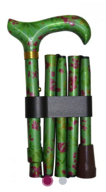 Finna wandelstok, plooi -en verstelbaar, groen gebloemd.